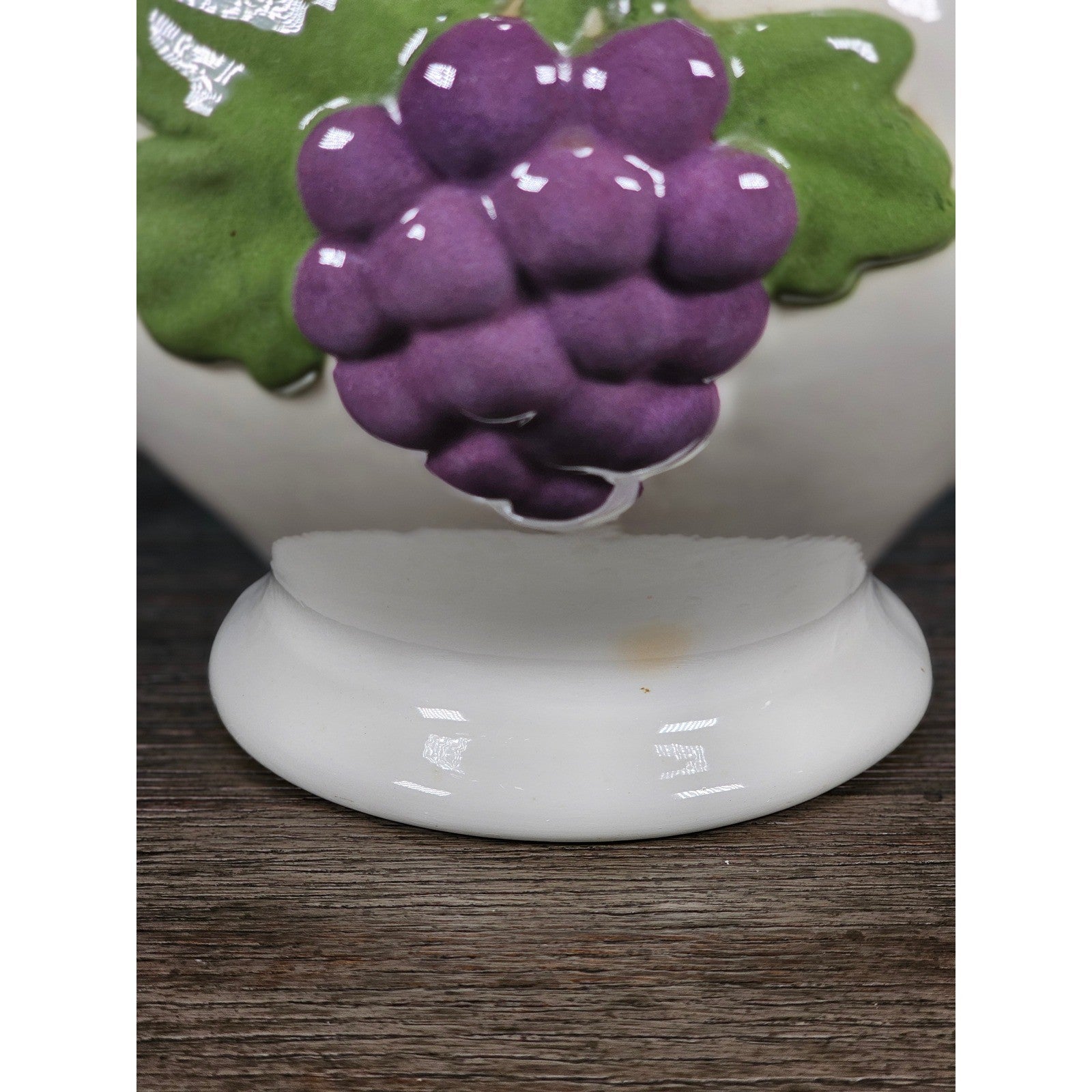 Vintage Ceramic Pitcher with Grape Design | White Pottery Vase Creamer