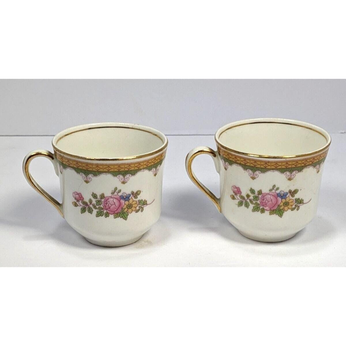Pope Gosser Teacup and Saucer Set Gold Trim Vintage Set of 2