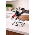 Modern Black Metal Wine Bottle Holder Tabletop Rack Holds 4 Bottles