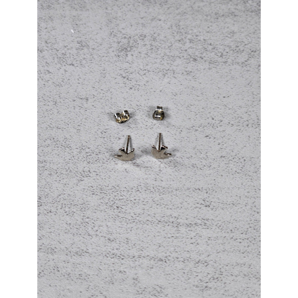 Vintage Silver Tone Bird Stud Earrings Small Swallow Post Pair
