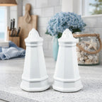 Vintage Pfaltzgraff Heritage Lighthouse Salt & Pepper Shakers White Ceramic