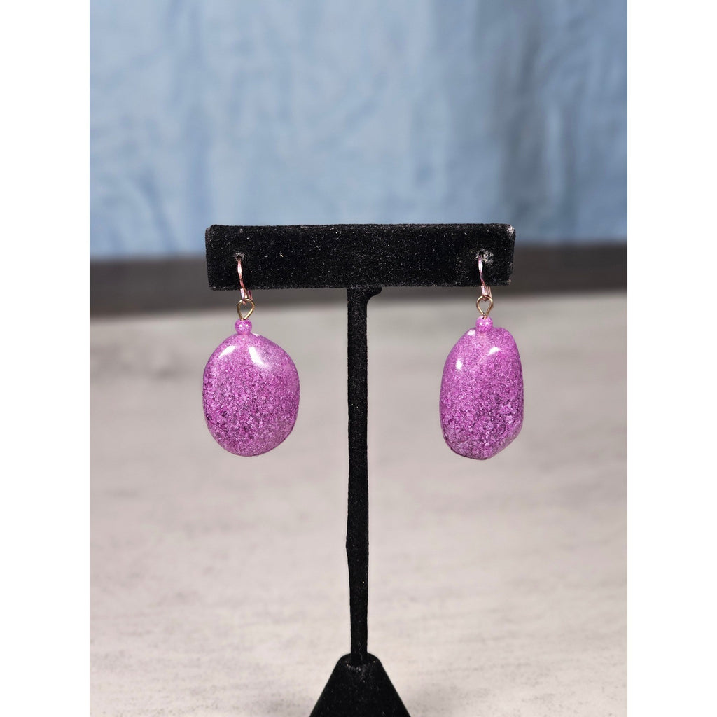 Purple Stone Drop Earrings Handmade Dangle Earrings Vintage Style