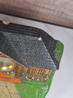 1920's  LUX Clock Co "Bungalow Deluxe Art Clock" Novelty Desk Clock