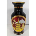 Vintage Chokin Vase Pagoda Scene Gold Gilded Japan 6.25"