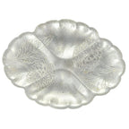 Vintage Forman Etched Aluminum Tray Oval Floral Sectioned Serving Tray 9.5"