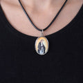 Vintage Madonna Pendant Necklace Oval Religious Medallion
