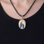 Vintage Madonna Pendant Necklace Oval Religious Medallion