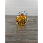 Vintage Amber Art Glass Fish Figurine 5" Hand Blown Bubble Glass