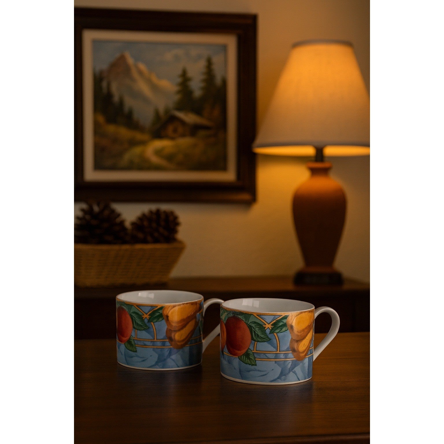 90s Vintage Set of 2 Victoria Beale Forbidden Fruit Coffee Mugs