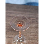 Vintage Pink Stem Wine Glasses Set of 2 Clear Bowl 8.5 Inch