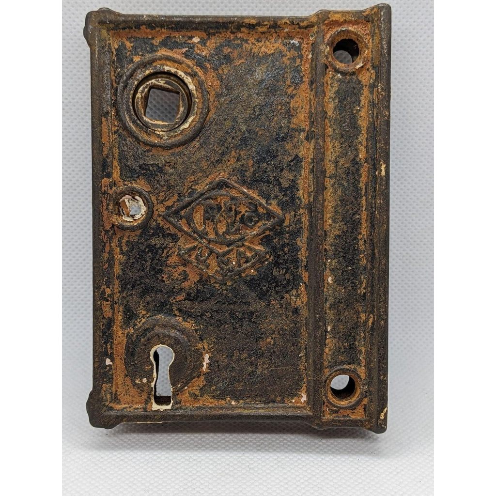 Antique Pye Co Cast Iron Rim Lock England Vintage Door Hardware