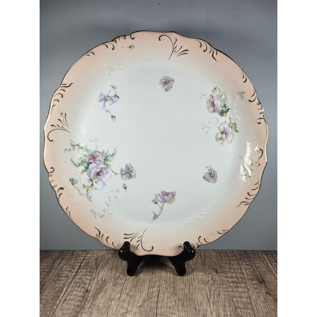 Vintage Austria Hand Painted Floral Porcelain Plate 11" Gold Rim