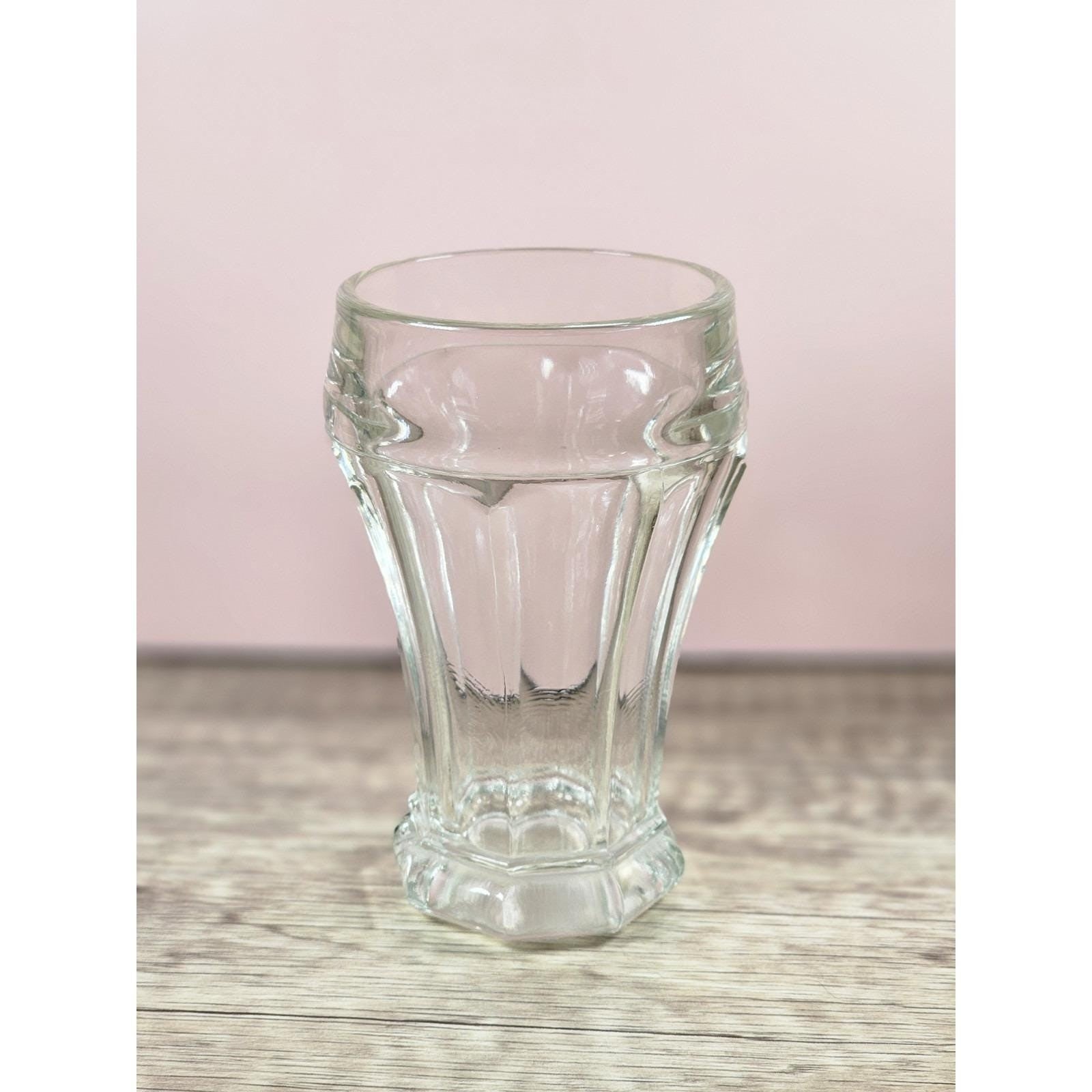 Vintage Crisa Paneled Glass Tumbler Clear Mid Century Drinkware 4 5/8"