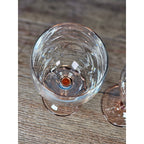 Vintage Pink Stem Wine Glasses Set of 2 Clear Bowl 8.5 Inch