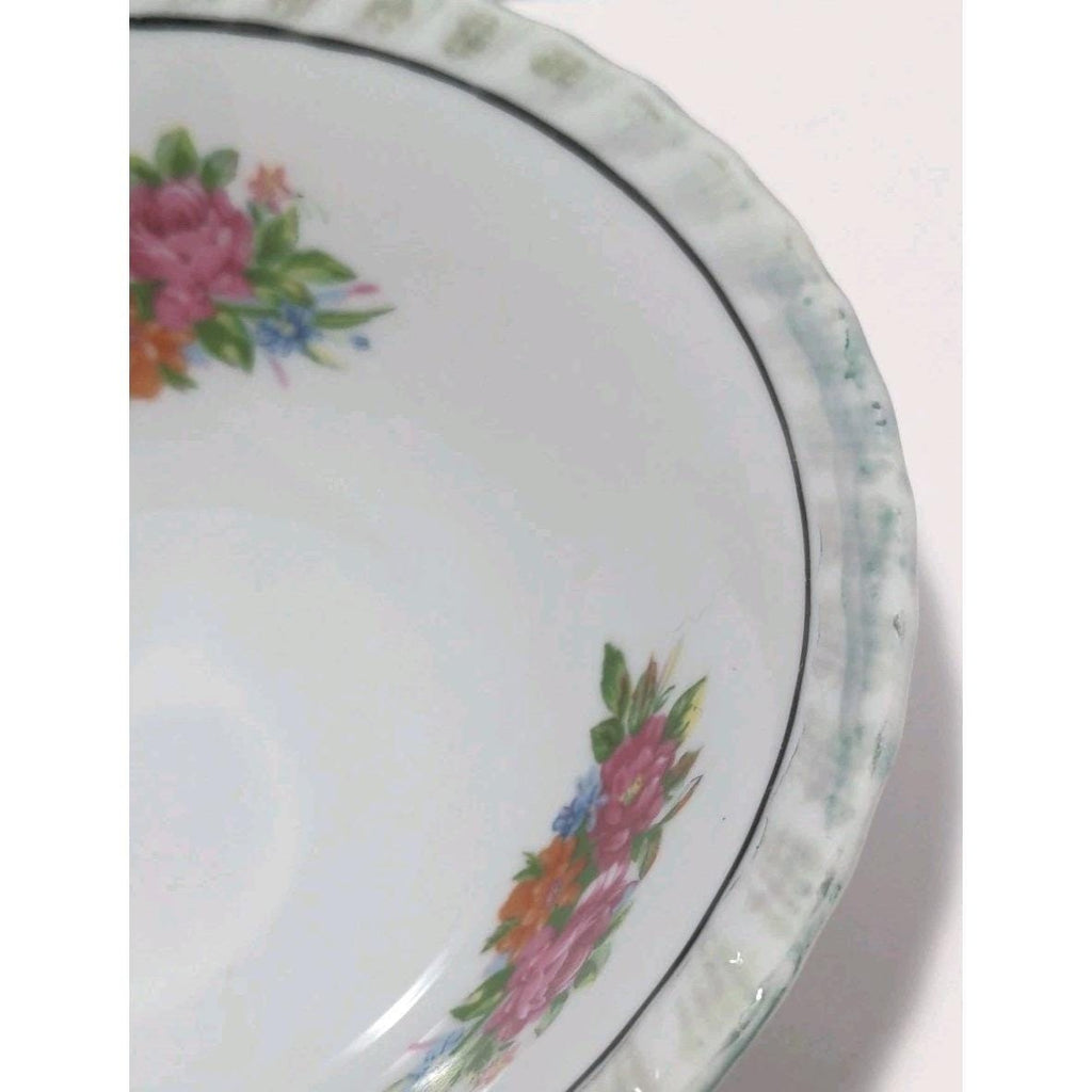Vintage Yamatsu Japan Floral Porcelain Bowl Scalloped