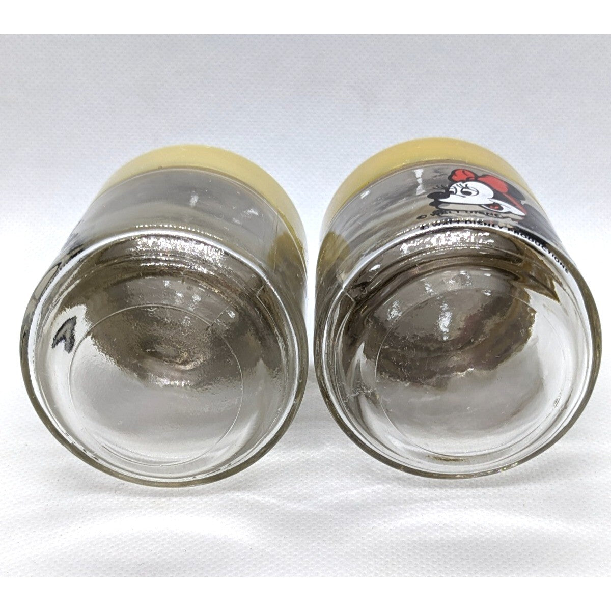 Vintage Walt Disney Mickey & Minnie Mouse Salt & Pepper Glass Shaker Set