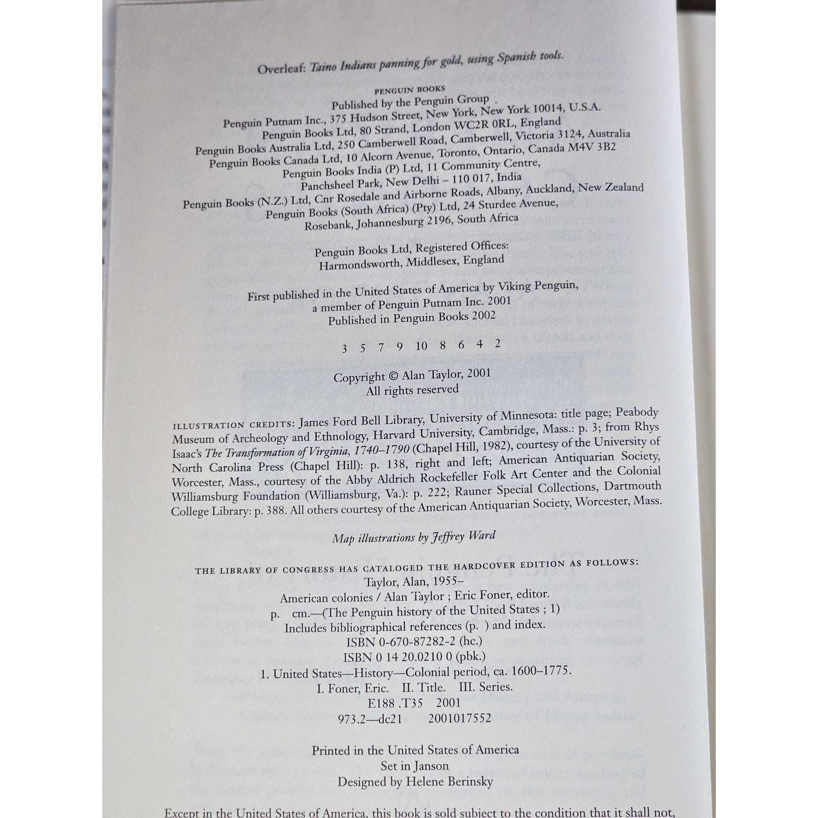 American Colonies Alan Taylor 2001 Hardcover Colonial History