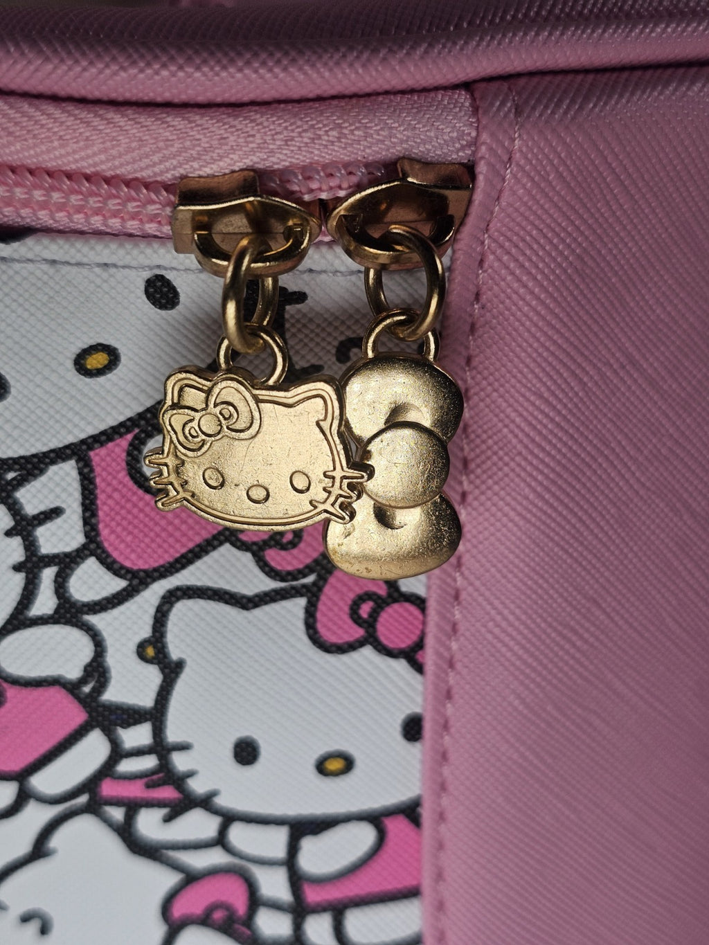Hello Kitty Pink Cosmetic Case – Sanrio Travel Makeup Bag with Zipper & Charm