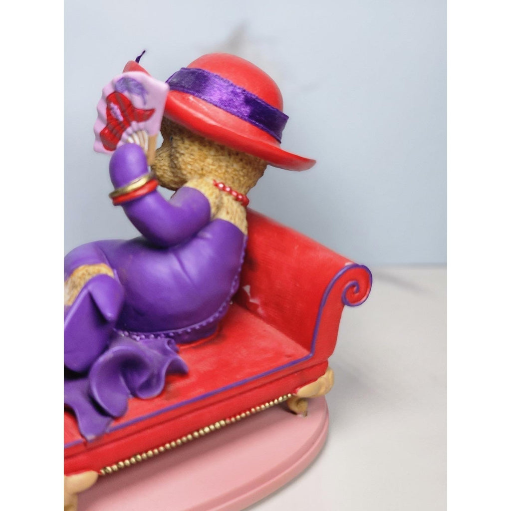 Hamilton Collection Happy Hatters Bear Figurine on Chaise Lounge 4"