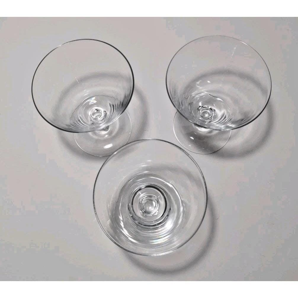 Vintage Crystal Cordial Glasses Set of 3 Cube Stem Barware