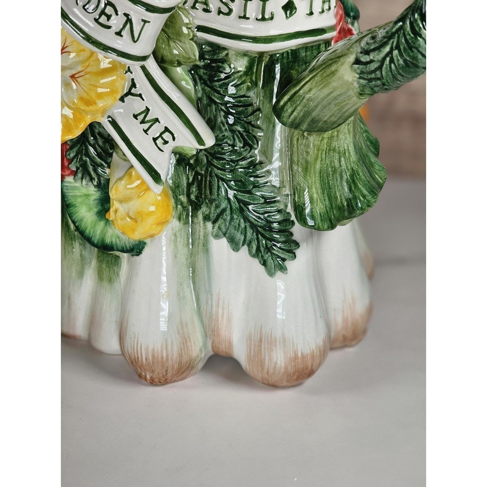 Vintage Fitz & Floyd Herb Garden Figural Asparagus Pitcher Mug  Lidded Box
