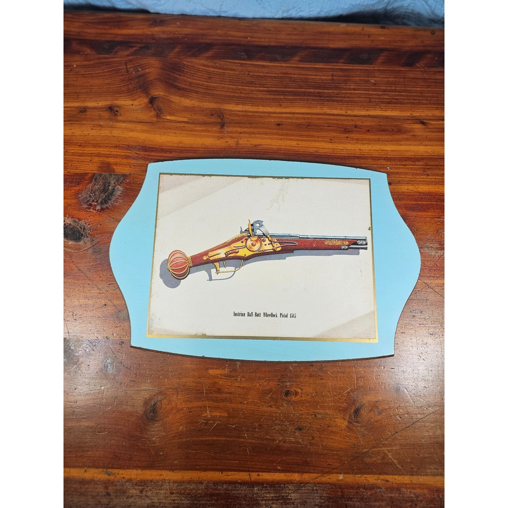 Vintage Firearms Illustration Wall Plaque – Austrian Wheellock Pistol 1655