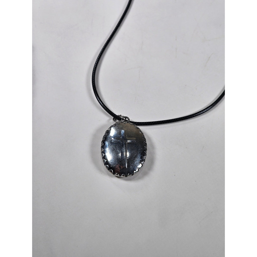 Vintage Madonna Pendant Necklace Oval Religious Medallion