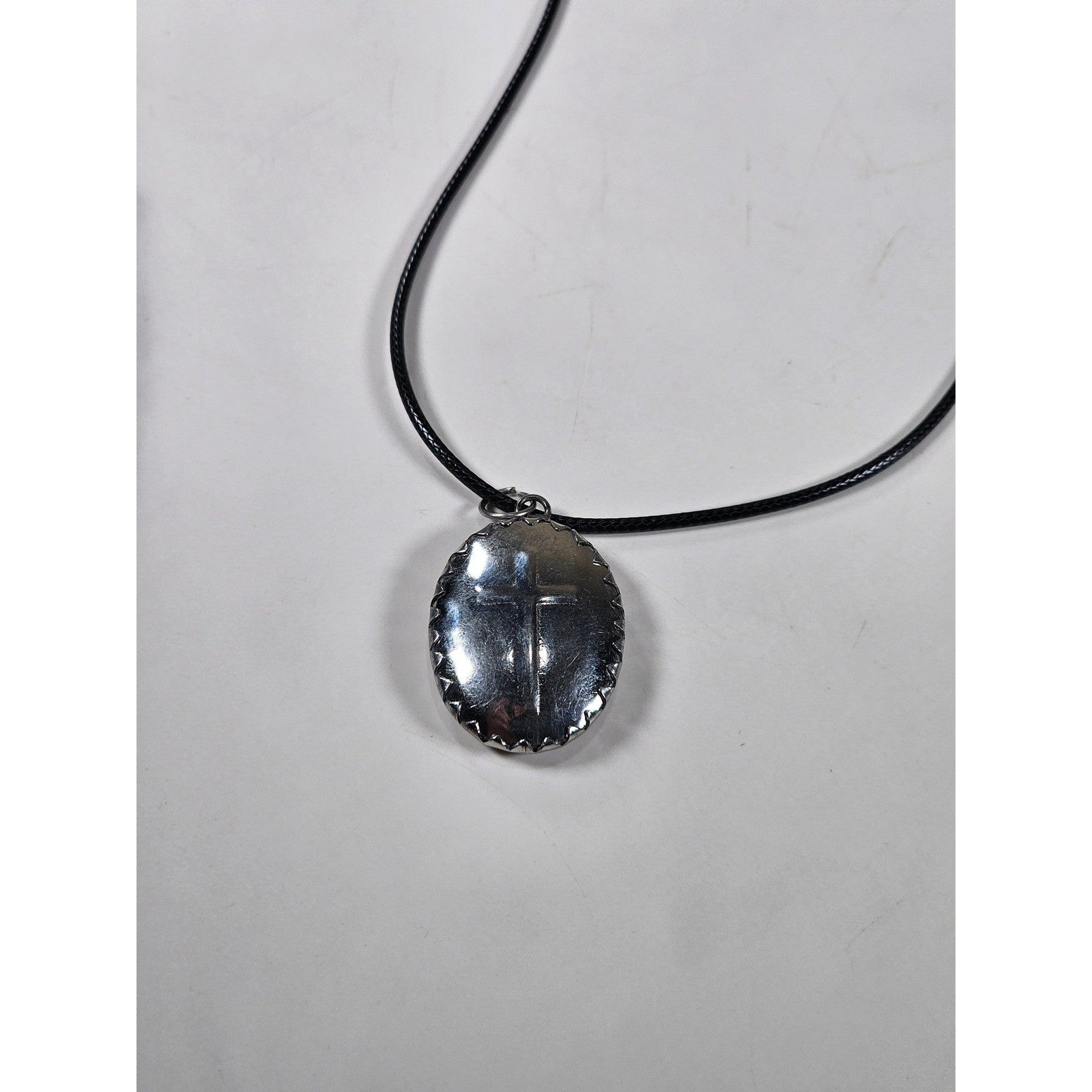 Vintage Madonna Pendant Necklace Oval Religious Medallion