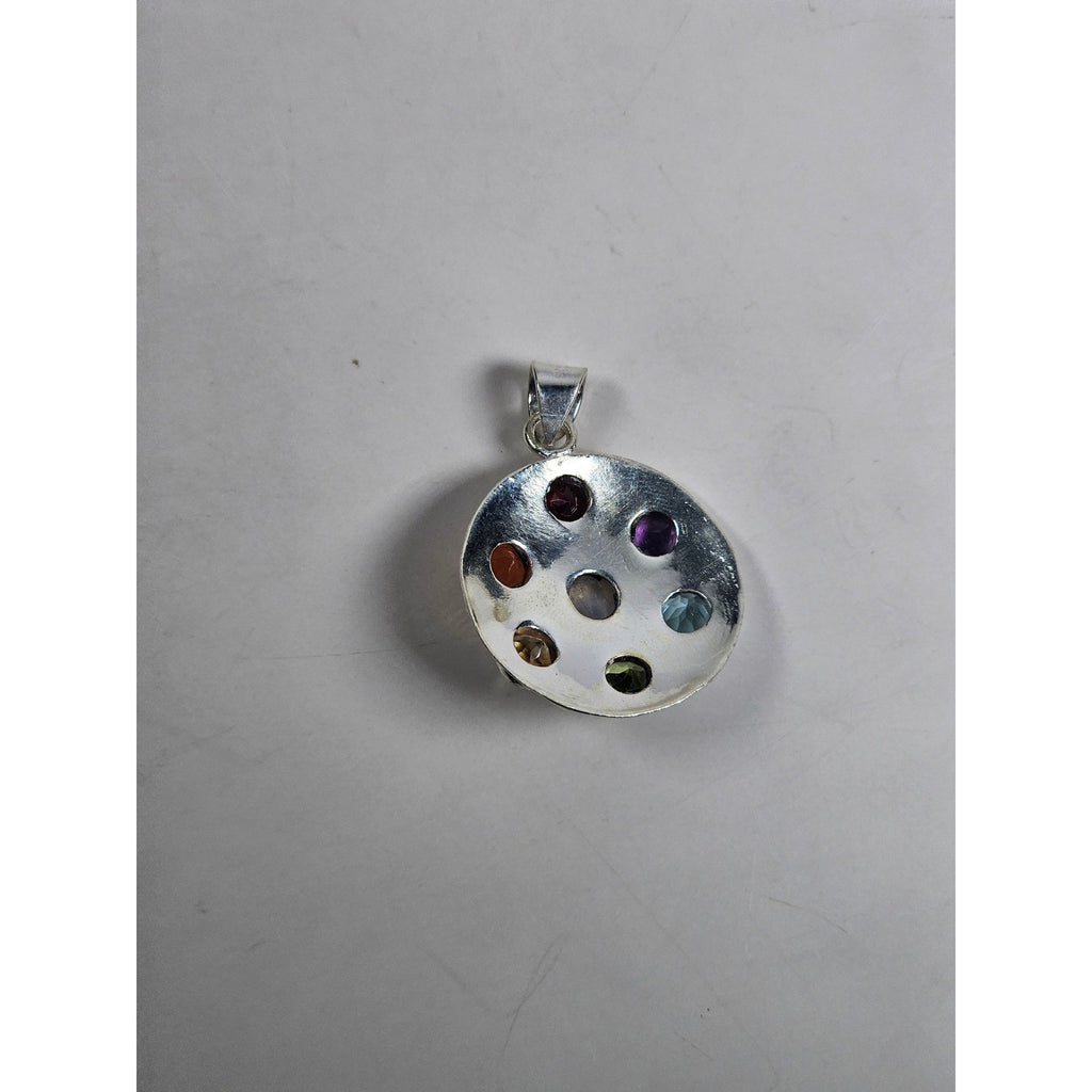 Vintage Sterling Silver Multistone Pendant .925 Artisan Style No Chain