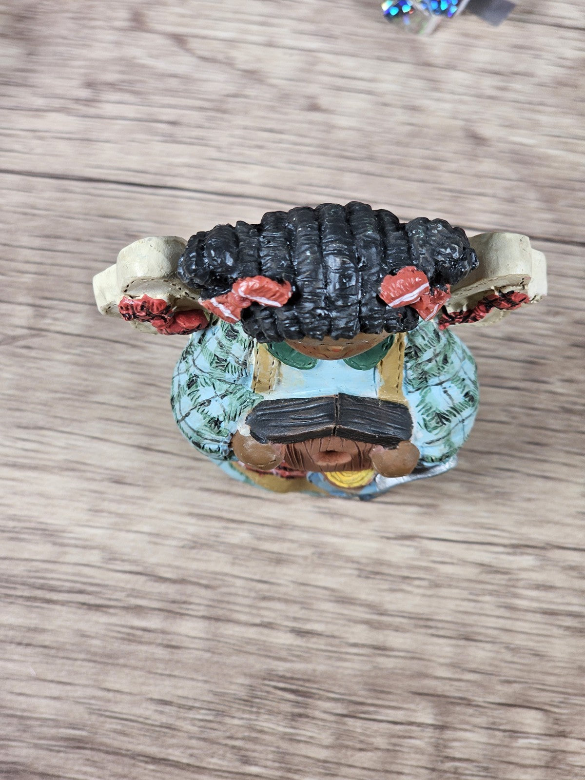 Vintage 90s Angel Figurine Holding Birdhouse 3"