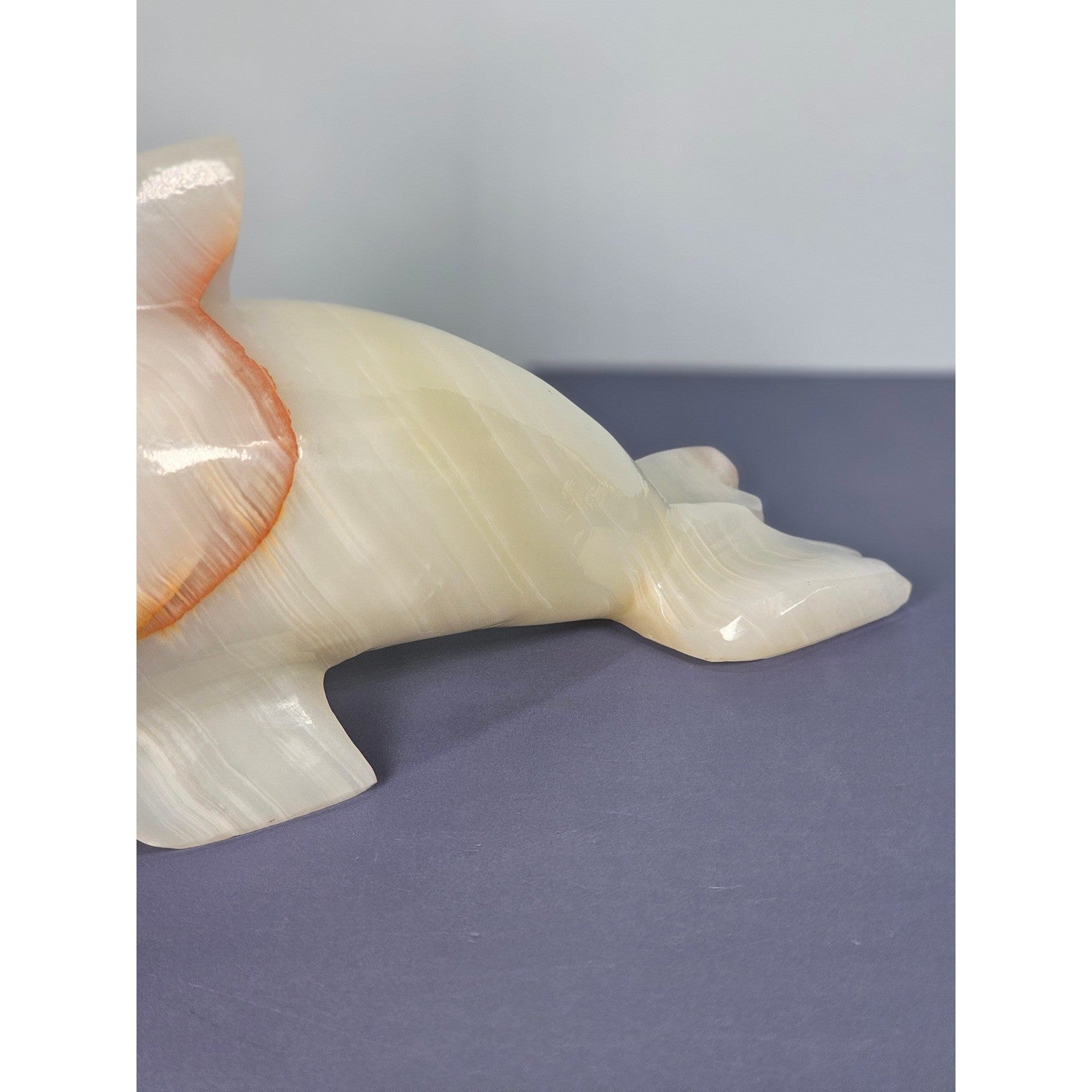 Hand Carved Onyx Dolphin Figurine Natural Stone Dolphin Statue Ocean Decor