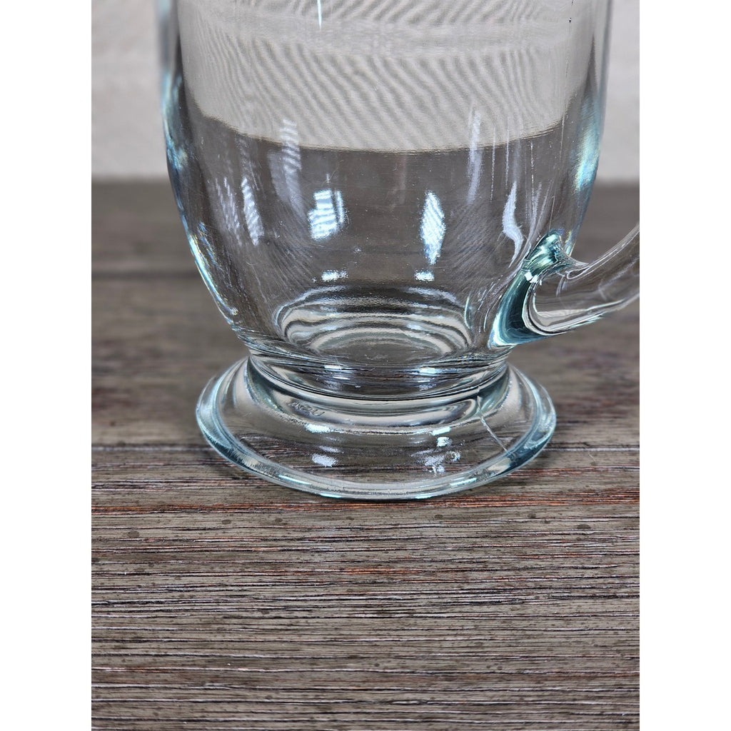 Vintage Anchor Clear Glass Footed Mug USA Made Coffee Tea Cup