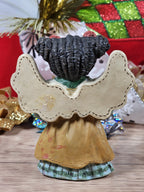 Vintage 90s Angel Figurine Holding Birdhouse 3"