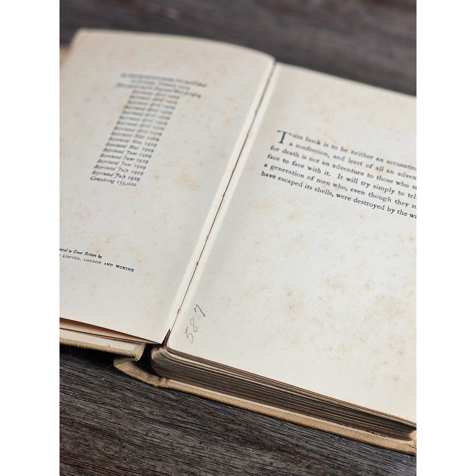 1929 All Quiet on the Western Front Erich Maria Remarque UK HC