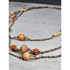 Vintage Multi Strand Beaded Necklace Earth Tone Chain Necklace