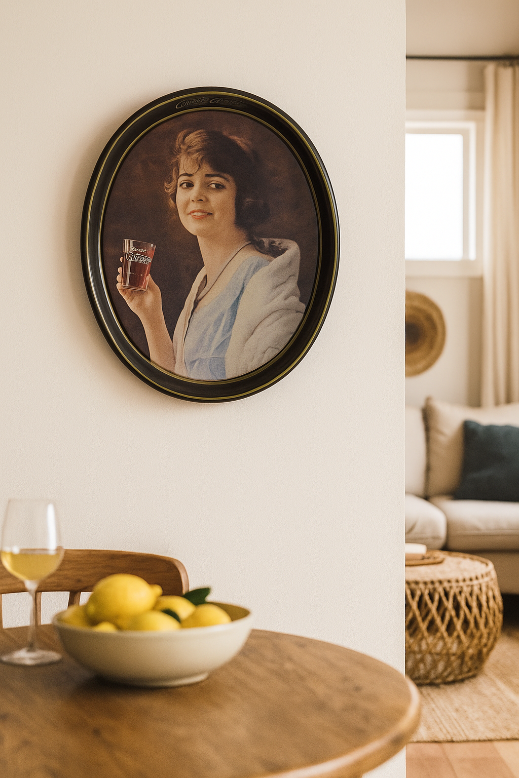 Coca-Cola Soda Woman Metal Oval Tray – Vintage 15"x12" Wall Decor