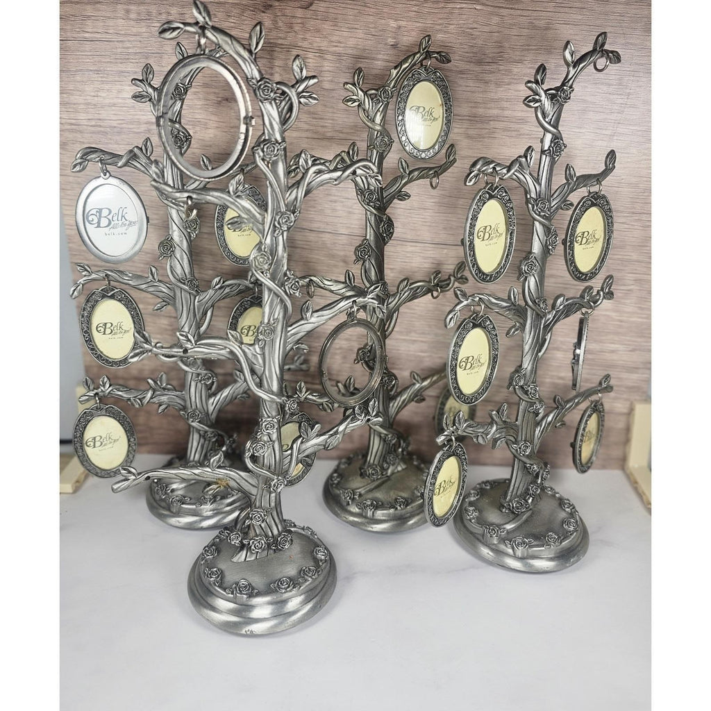 VTG Belk Pewter Rose Bush Family Cameo Photo Holder Display, 11.5" Project Piece