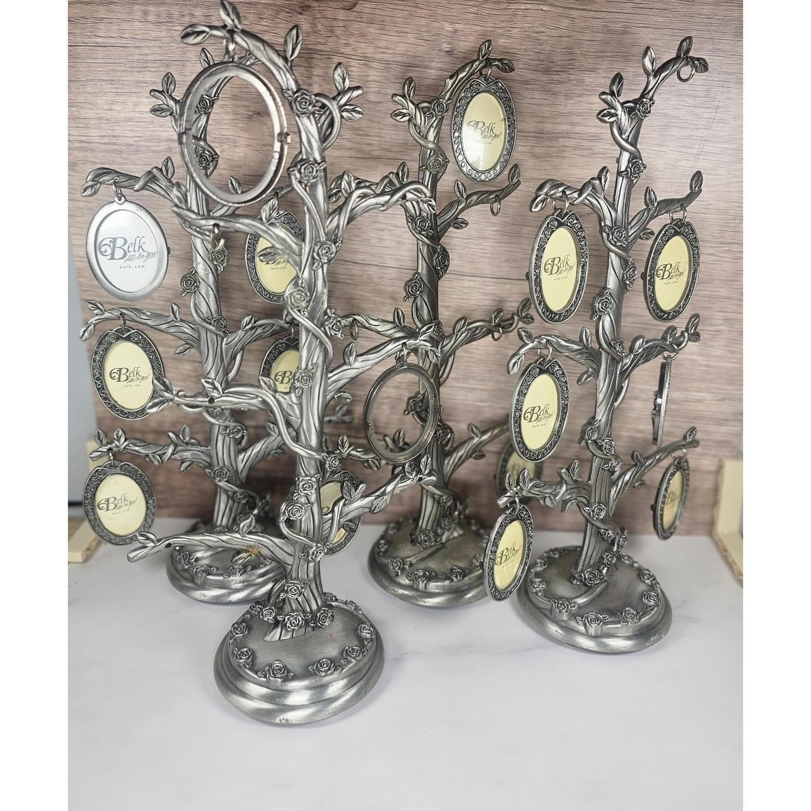 VTG Belk Pewter Rose Bush Family Cameo Photo Holder Display, 11.5" Project Piece