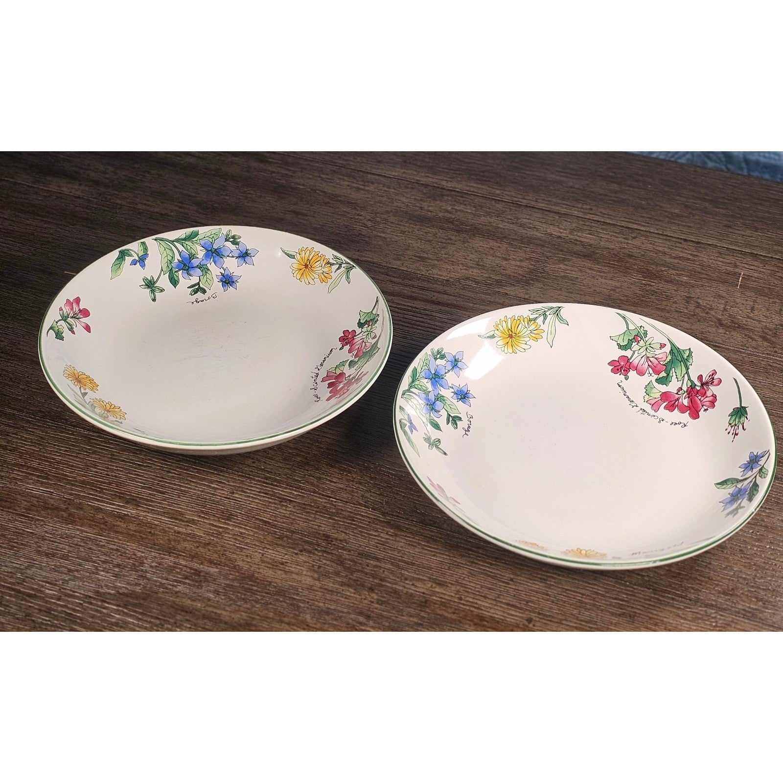 Vintage Majesticware Geranium Floral Bowls Set of 2 Sue Zipkin 8 Inch