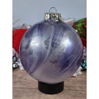 Vintage Blown Glass Christmas Ornaments Purple Blue Iridescent Set of 2