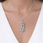 Vintage Mixed Metal Script Pendant Necklace Silver Tone Spiritual Charm