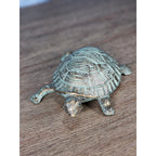 Cast Iron Turtle Decor Tabletop Accent Green Patina Coastal Figurine