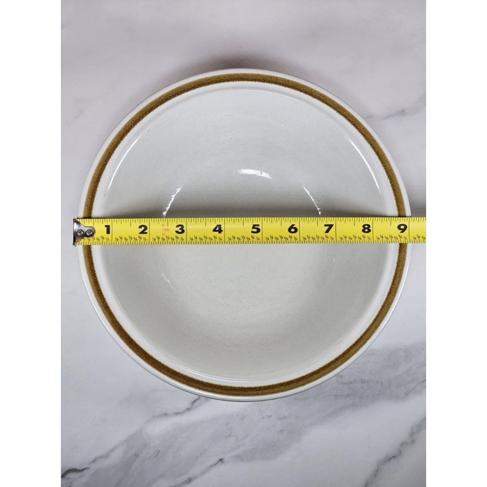 Design Four Stoneware Serving Bowl Brown Rim Made in Japan 9"