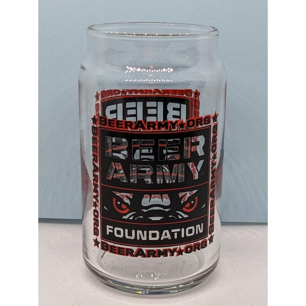 Vintage Beer Army Foundation Glass 5oz Boelter Beer Can Style