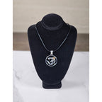 Vintage Sterling Silver Om Pendant Necklace with Amber Stone