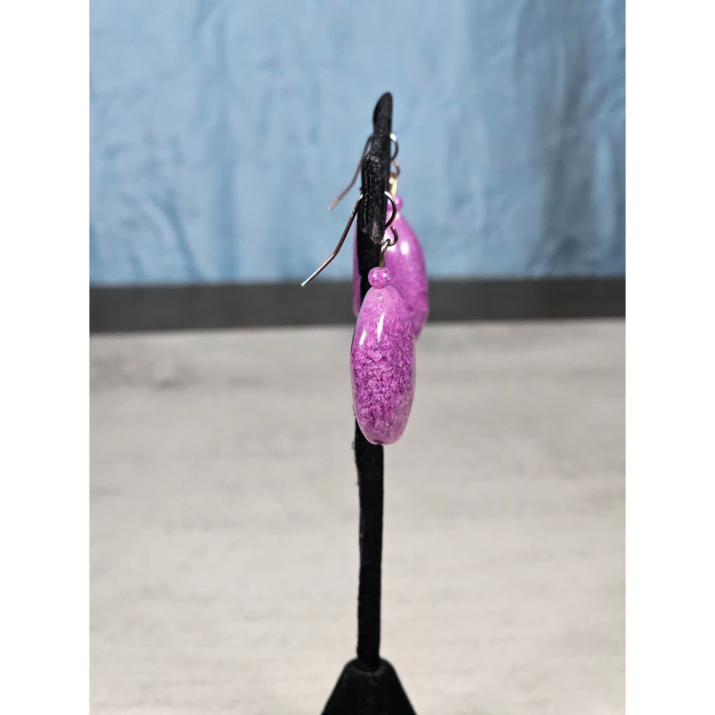 Purple Stone Drop Earrings Handmade Dangle Earrings Vintage Style