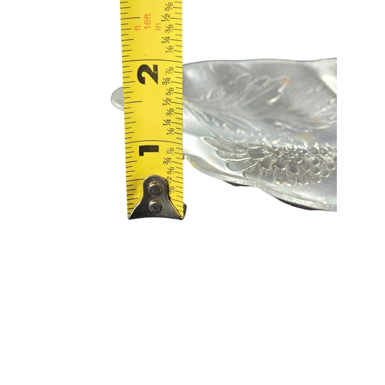 Vintage Forman Etched Aluminum Tray Oval Floral Sectioned Serving Tray 9.5"