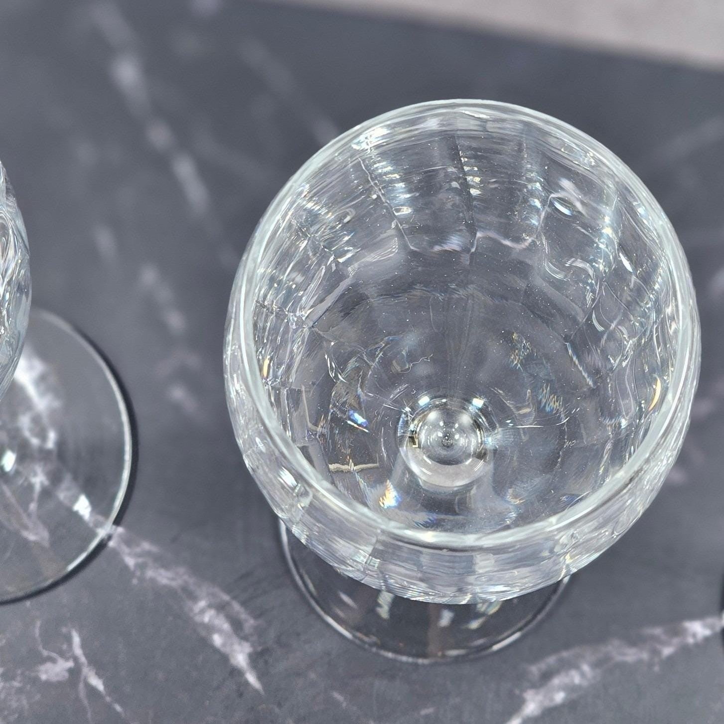 Vintage Crystal Fantasy Ribbed Water Goblets Set of 2 Glasses 7.5