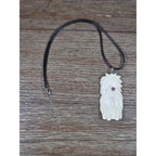 Carved Buffalo Bone Pendant Woman & Horse Motif 3x1 Inch Statement Necklace