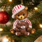 Vintage Bear Figurine Candy Cane Pajamas Teddy Bear 2.5 Inch